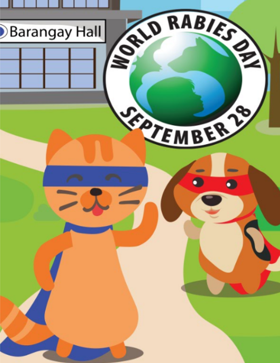 The vaccinated characters in the storybook are superheroes fighting on World Rabies Day against rabies.