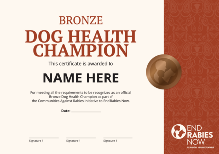 Dog Health Champion certificate