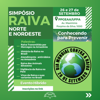 A imagem mostra a logo official do dia do combate a raiva, possui a cor verde e na contem as palestras que vão ocorrer