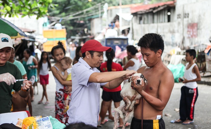 Dog vaccination station in The Philippines, 2016. Photo: Gelroy Conception and GARC
